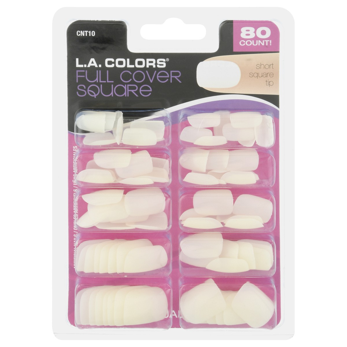 slide 1 of 9, L.A. Colors Full Cover Square Artificial Nail Tips 80 ea, 80 ct