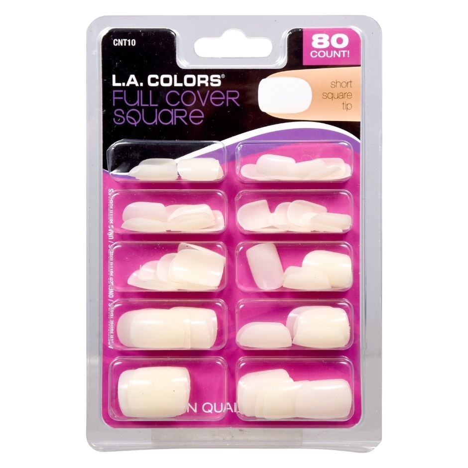 slide 1 of 1, LA Colors L.A. Colors Full Cover Square Artificial Nails, 80 ct