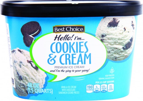 slide 1 of 1, Best Choice Cookies And Cream Ice Cream Scround, 48 oz