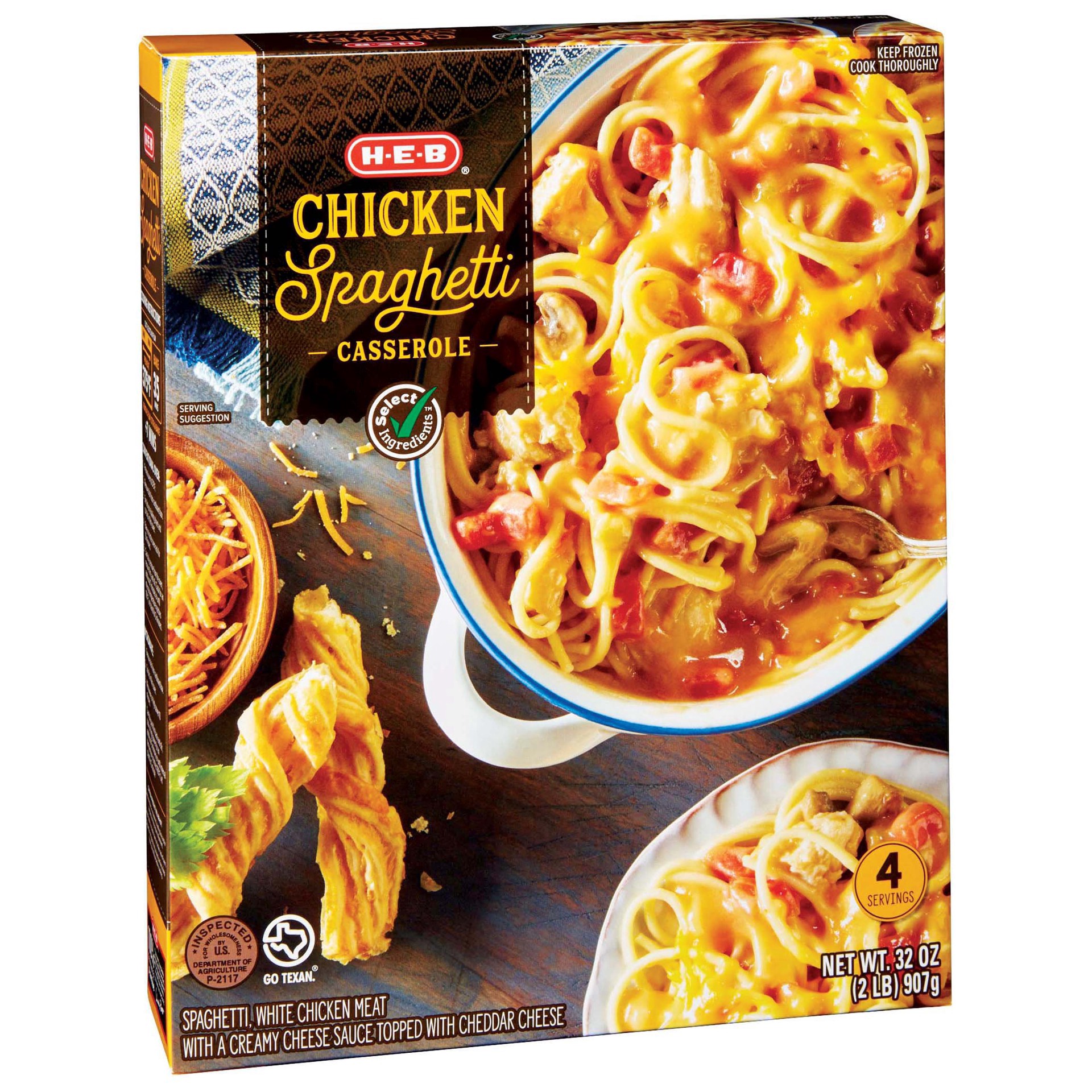 slide 1 of 1, H-E-B Frozen Chicken Spaghetti Casserole, 32 oz