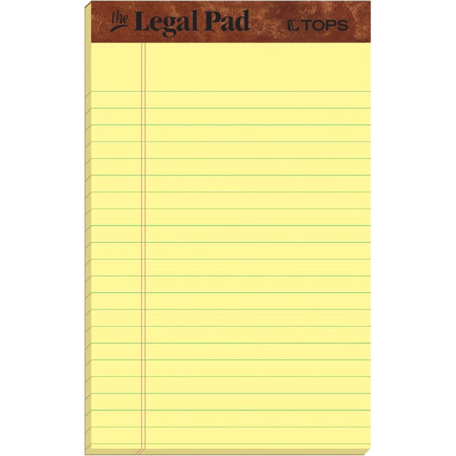 slide 2 of 2, Office Depot Brand Perforated Writing Pads Narrow Ruled Canary, 12 pk; 50 ct; 5 in x 8 in