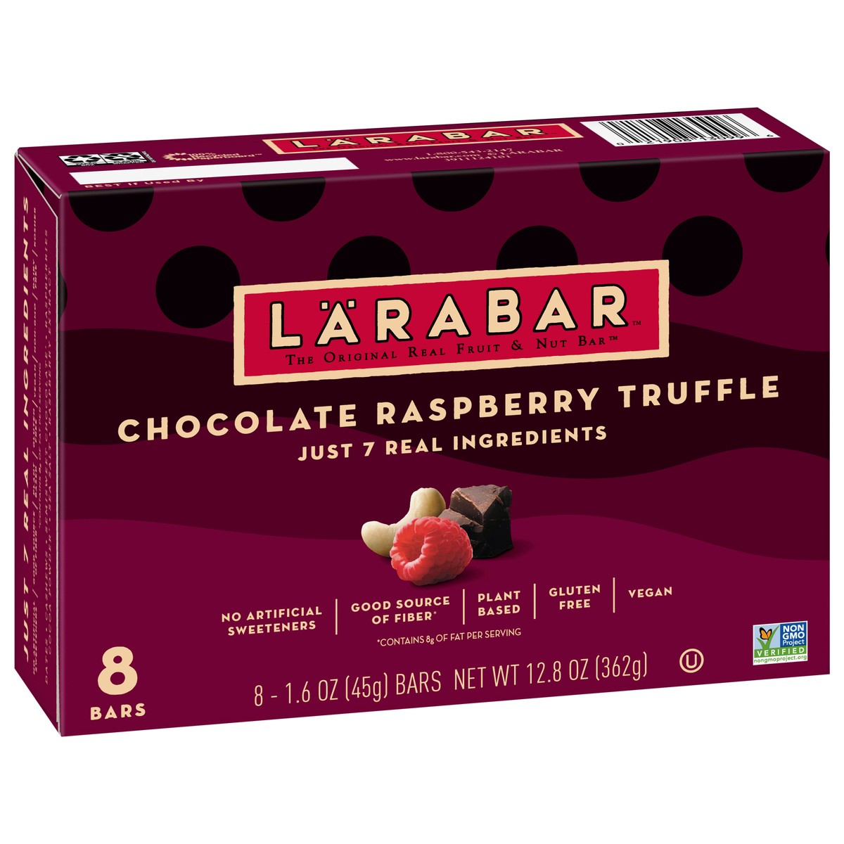 slide 5 of 9, LÄRABAR Chocolate Raspberry Truffle, Gluten Free Vegan Fruit Nut Bars, 8 ct, 8 ct
