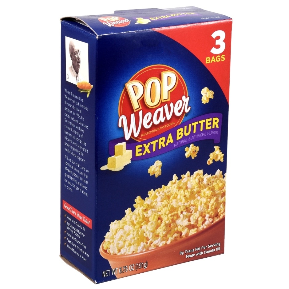 slide 1 of 1, Pop Weaver Microwave Popcorn With Extra Butter, 6.84 oz