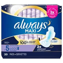 Always Maxi Extra Heavy Overnight Pads with Wings - Size 5