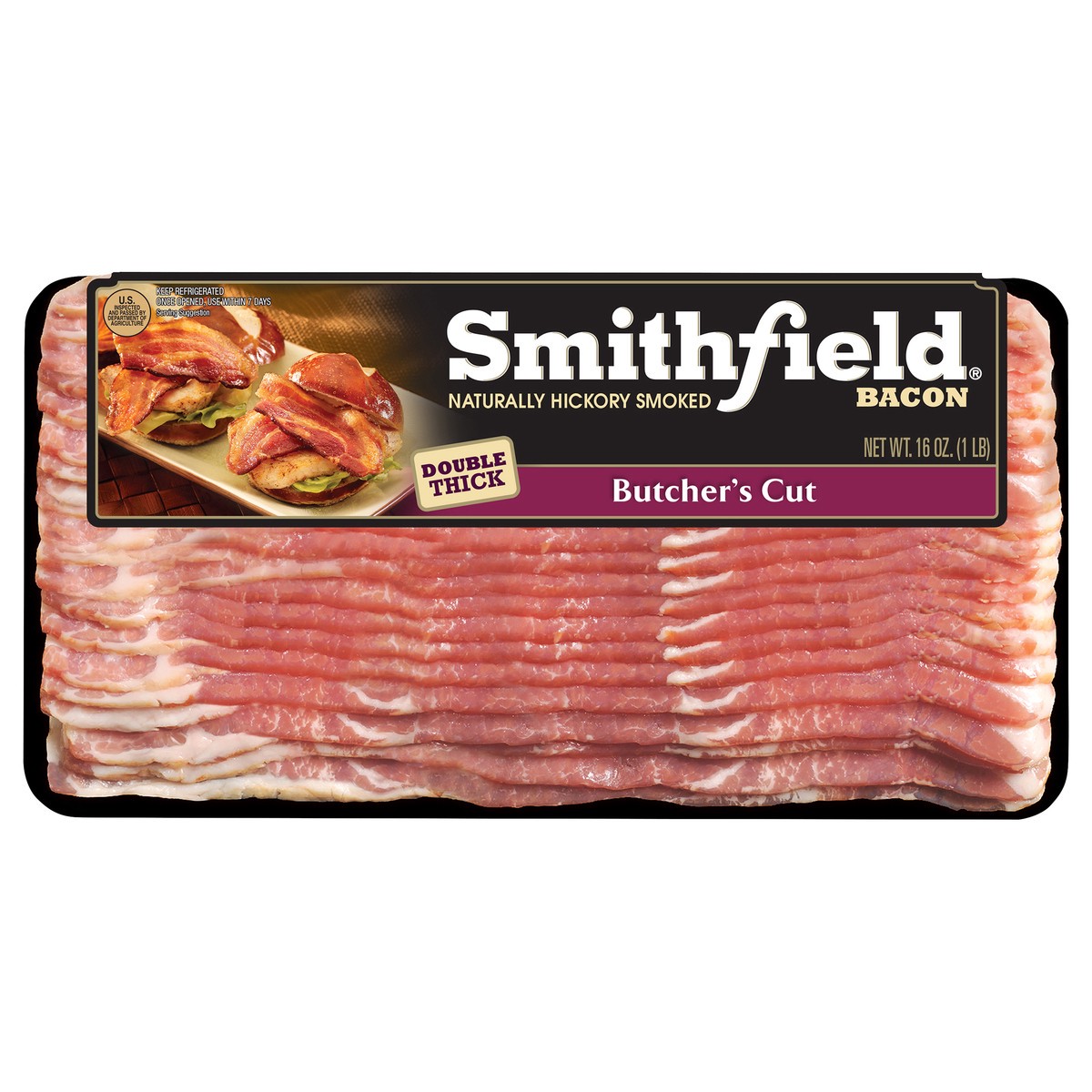 slide 2 of 10, Smithfield Naturally Hickory Smoked Butcher's Cut Bacon, 16 oz