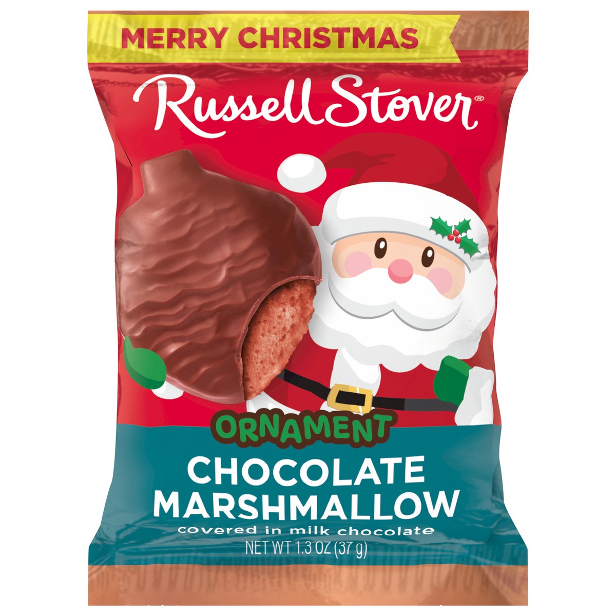 slide 1 of 8, RUSSELL STOVER Christmas Milk Chocolate Chocolate Marshmallow Ornament, 1.3 oz