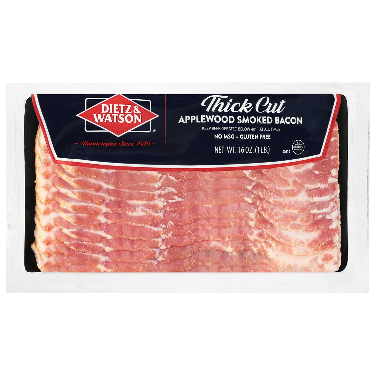 slide 1 of 14, Dietz & Watson Bacon Applewood Smoked Thick Cut, 1 lb