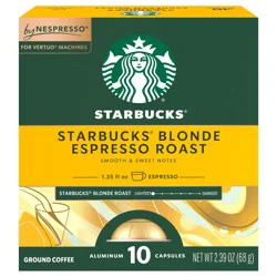 Starbucks By Nespresso Vertuo Line Pods, Starbucks Blonde Espresso Roast Coffee, 100% Arabica, 10 Pods