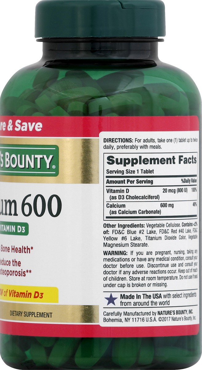 slide 2 of 5, Nature's Bounty Calcium 600 250 ea, 250 ct