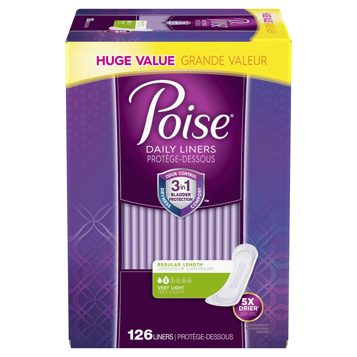 slide 1 of 1, Poise Incontinence Panty Liners, Very Light Absorbency, Regular, 126 ct