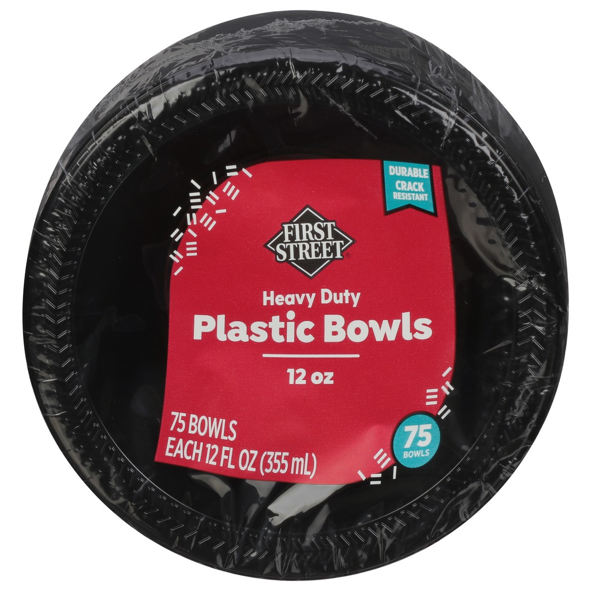 slide 1 of 6, First Street Black Plastic Bowls, 75 ct