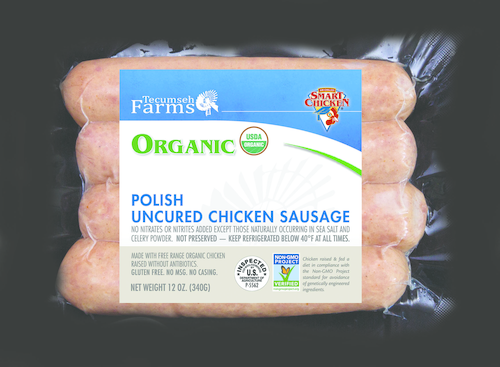 slide 1 of 1, Tecumseh Farms Organic Uncured Polish Sausage, 12 oz