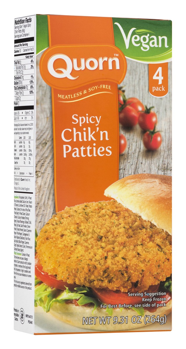 slide 8 of 11, Quorn Vegan Meatless ChiQin Spicy Patties, 4 ct