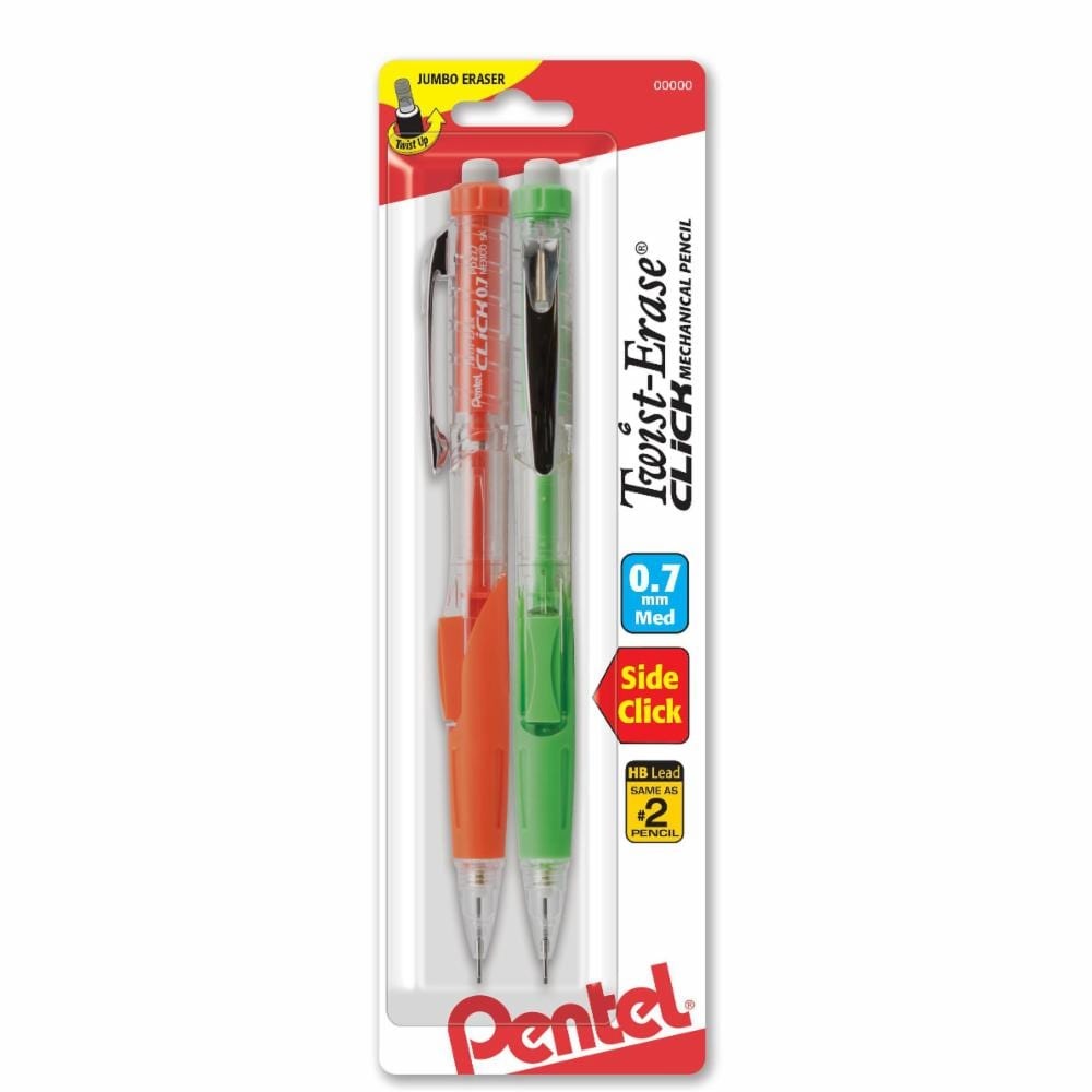 slide 1 of 1, Pentel Twist-Erase 0.7mm Medium Point Click Mechanical Pencil - 2 Count, 2 ct