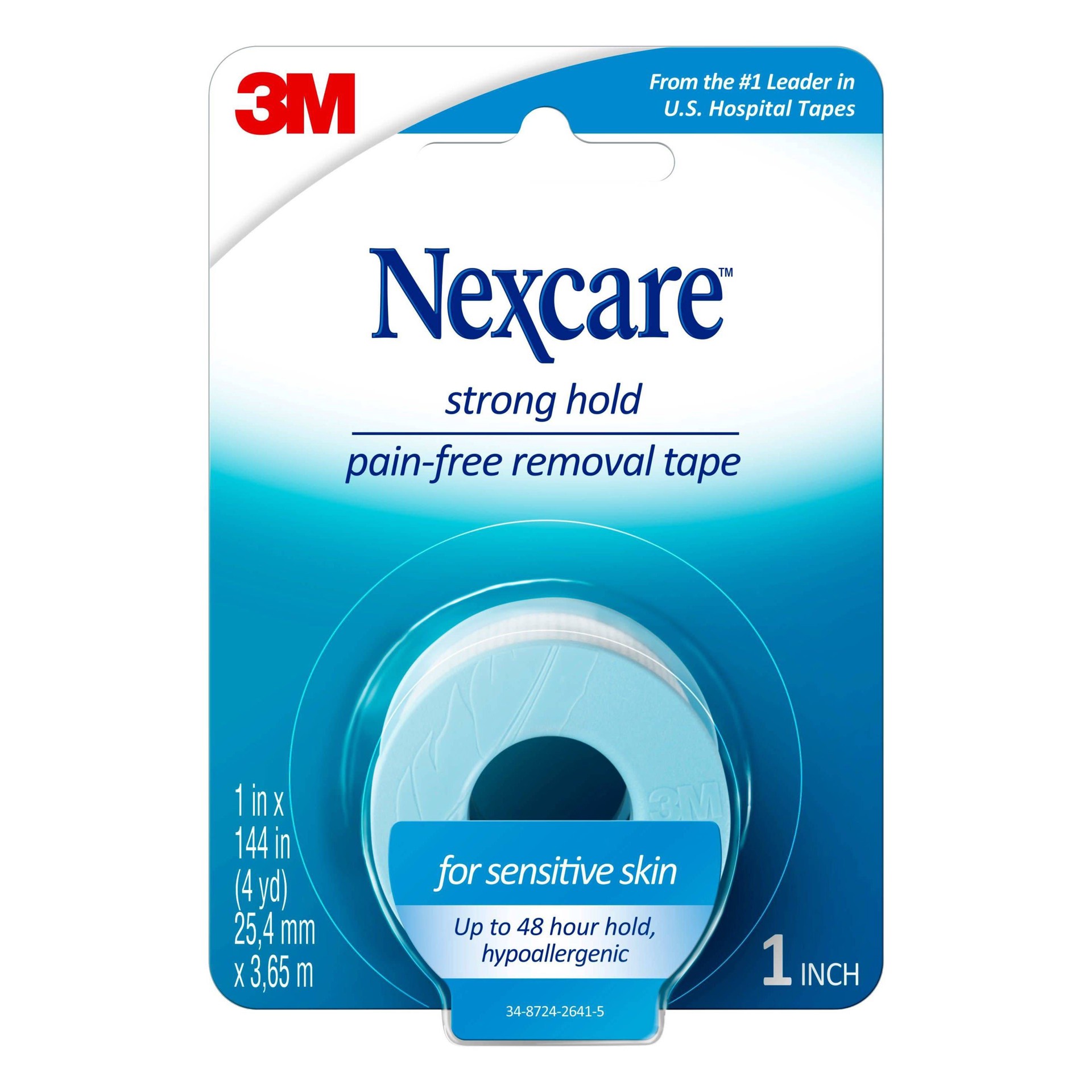 slide 1 of 4, Nexcare Sensitive Skin Tape, Blue, 1 in x 4 yd, 3 ft