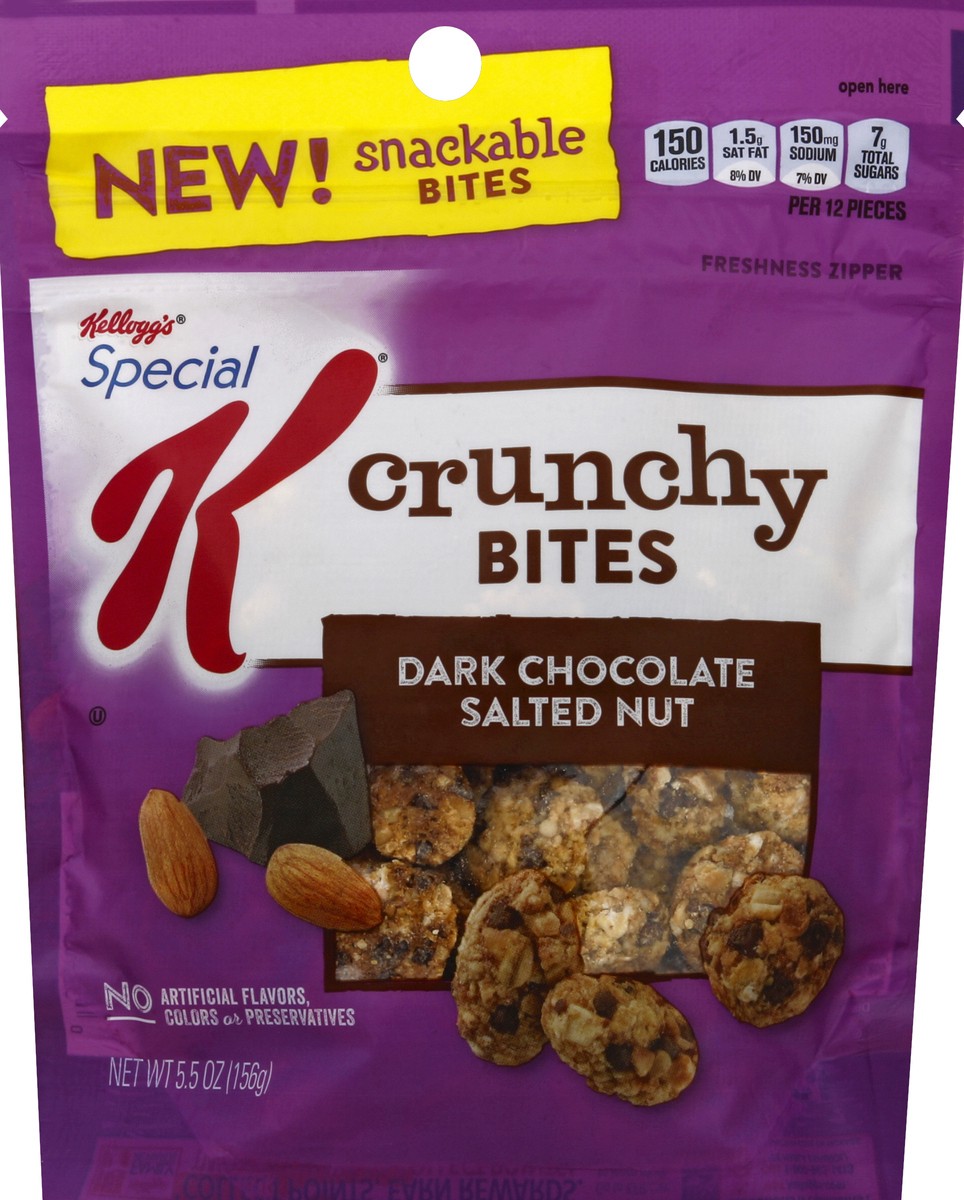 slide 6 of 6, Special K Crunchy Bites Dark Chocolate Salted Nut Resealable Bag, 5.5 oz