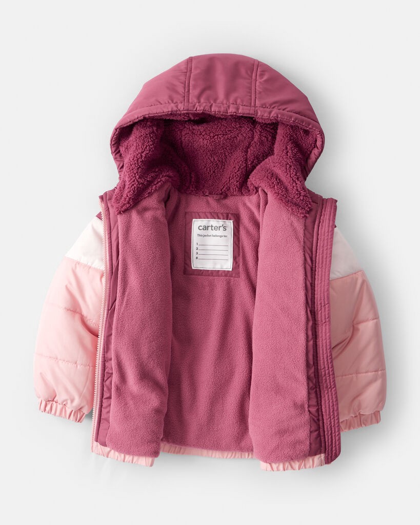 slide 2 of 6, Carter's Toddler Girl 2-Piece Color Block Hooded Snowsuit Jacket & Bib Set - Pink/Red Red 4T, 2 pc