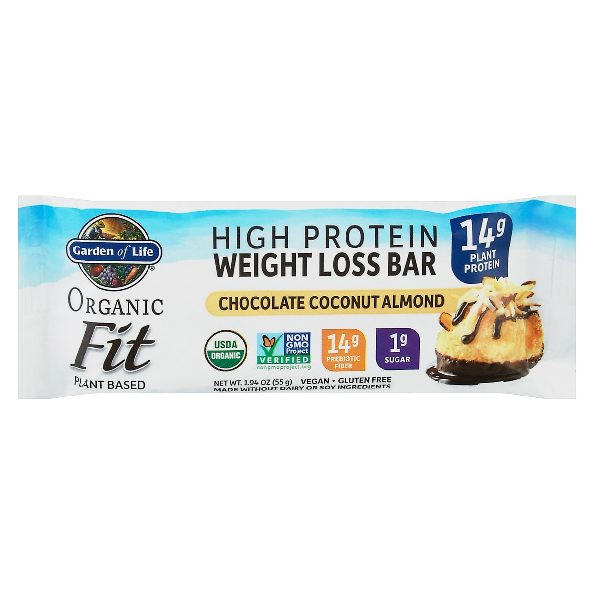 slide 1 of 12, Garden of Life Organic Fit High Protein Chocolate Coconut Almond Weight Loss Bar 1.94 oz, 1.94 oz