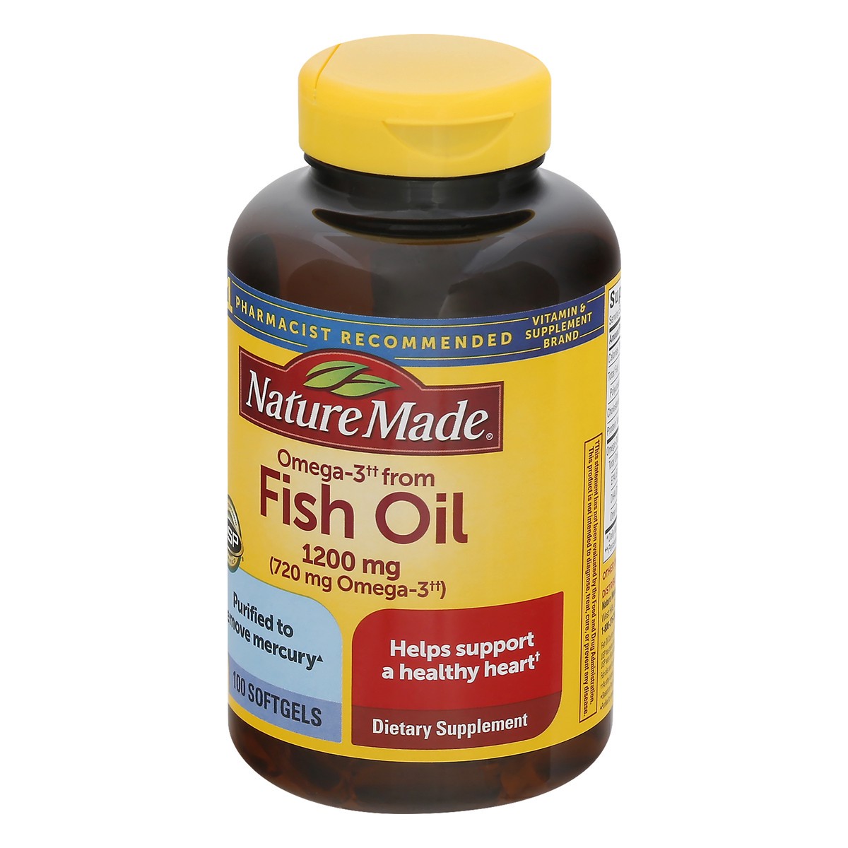 slide 10 of 12, Nature Made Omega 3 Fish Oil 1200 mg, Fish Oil Supplements as Ethyl Esters, Omega 3 Fish Oil for Healthy Heart, Brain and Eyes Support, One Per Day, Omega 3 Supplement with 100 Softgels, 100 ct