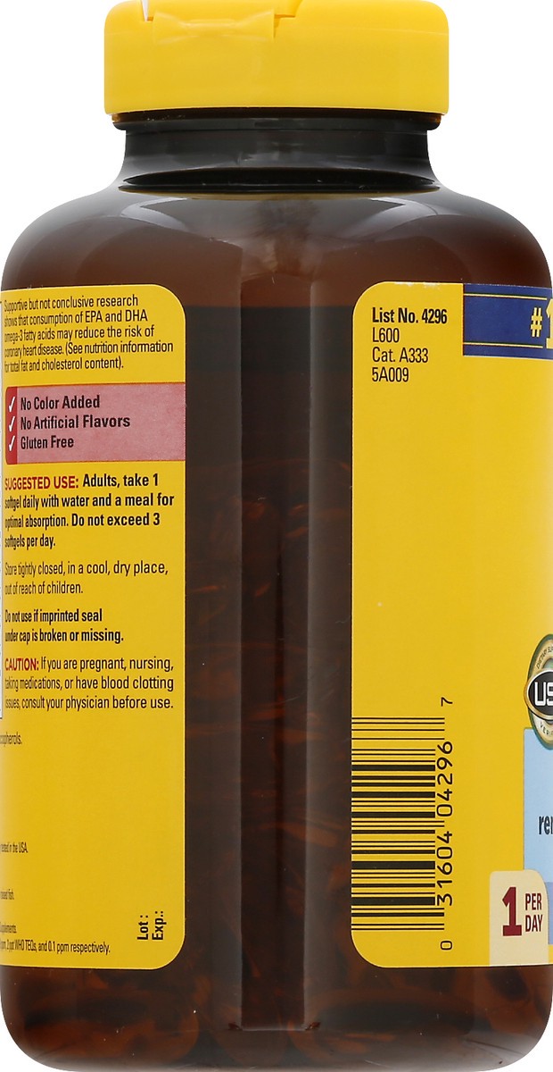 slide 4 of 12, Nature Made Omega 3 Fish Oil 1200 mg, Fish Oil Supplements as Ethyl Esters, Omega 3 Fish Oil for Healthy Heart, Brain and Eyes Support, One Per Day, Omega 3 Supplement with 100 Softgels, 100 ct