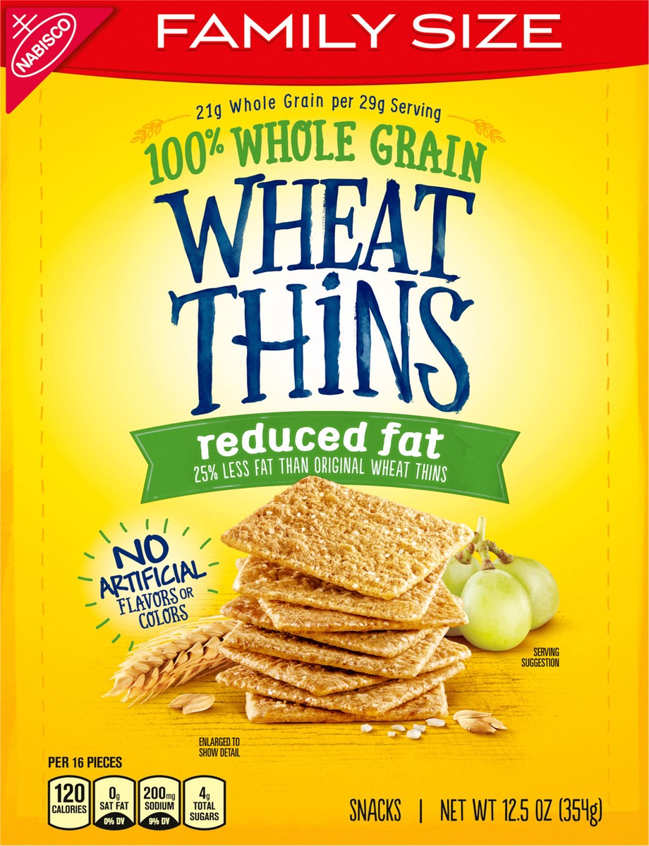 slide 7 of 9, Wheat Thins Reduced Fat Snacks, Whole Grain Wheat Crackers, Snack Crackers, Family Size, 12.5 oz, 12.5 oz
