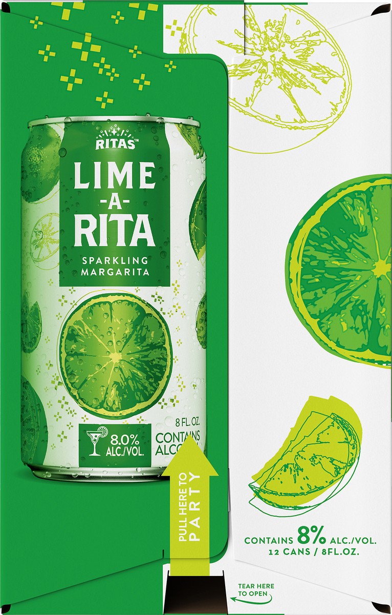 slide 7 of 9, RITAS™ Lime-A-Rita Sparkling Margarita Malt Beverage, 12 Pack 8 fl. oz. Cans, 12 ct; 8 oz
