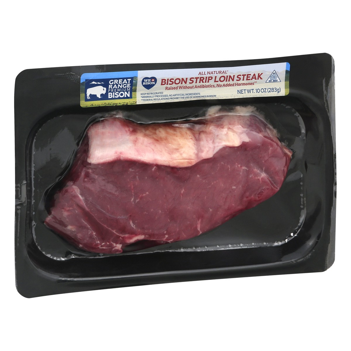 slide 8 of 9, Great Range Fresh Bison Strip Steak-Great Range, 10 oz
