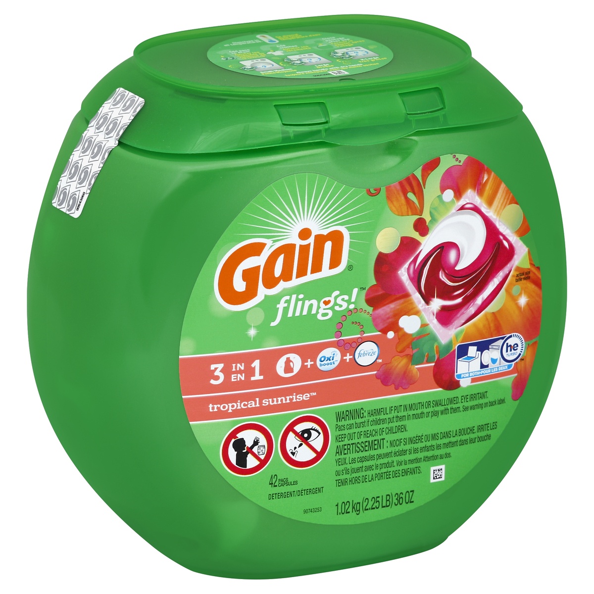 slide 1 of 2, Gain Detergent 42 ea, 42 ct