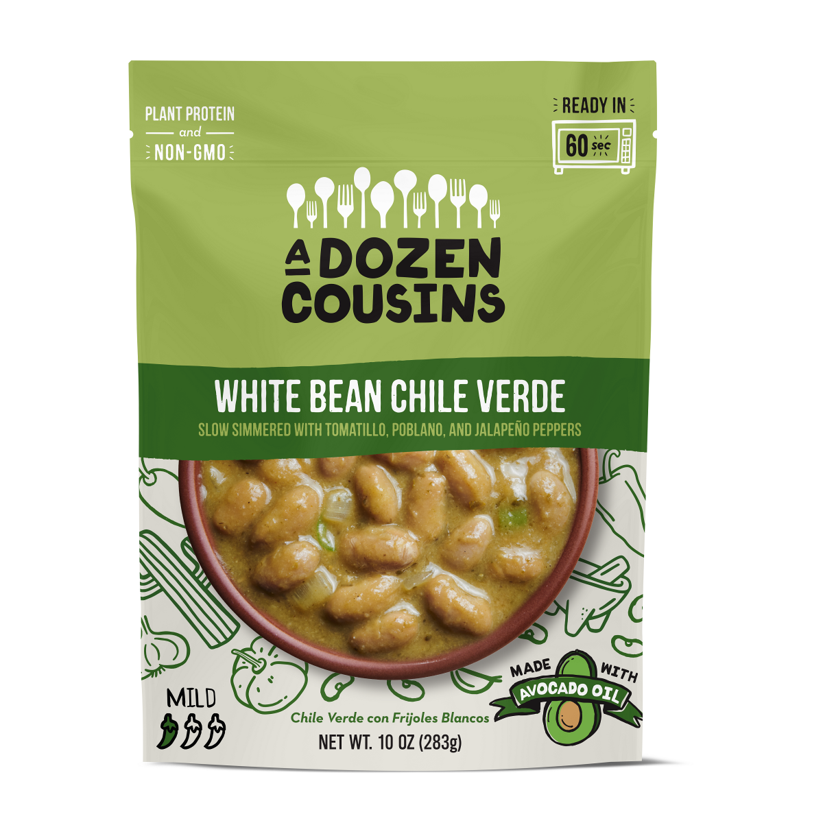 slide 1 of 2, A Dozen Cousins White Bean Chile Verde 10 oz, 10 oz