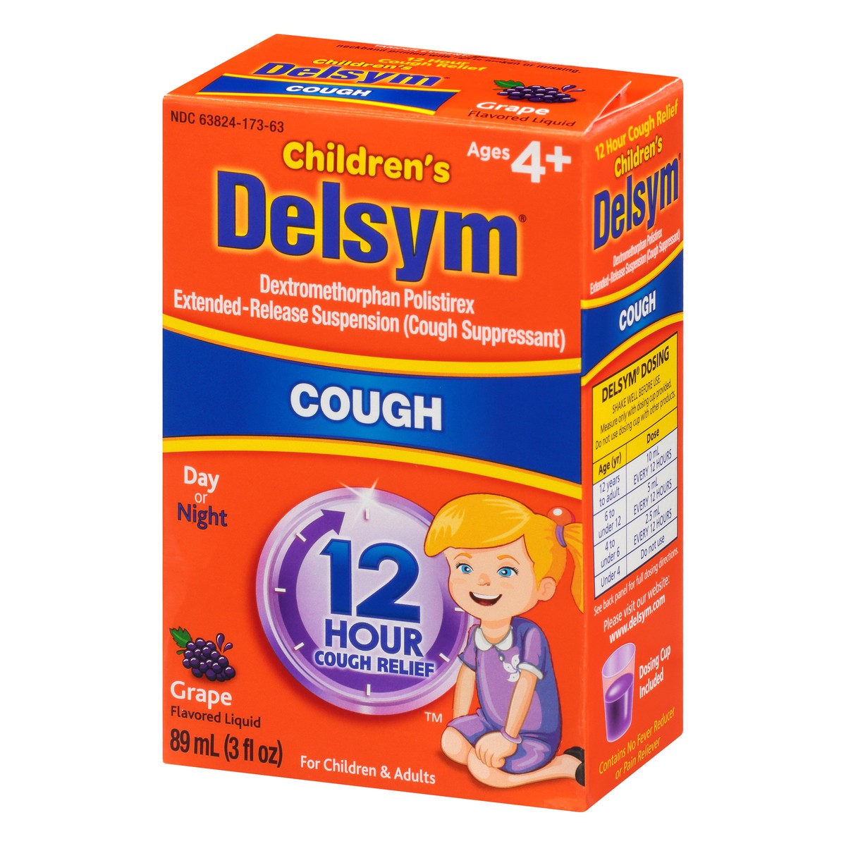 slide 8 of 9, Delsym Children's Cough Suppressant Liquid, Grape Flavor, 3 Ounce, 3 oz