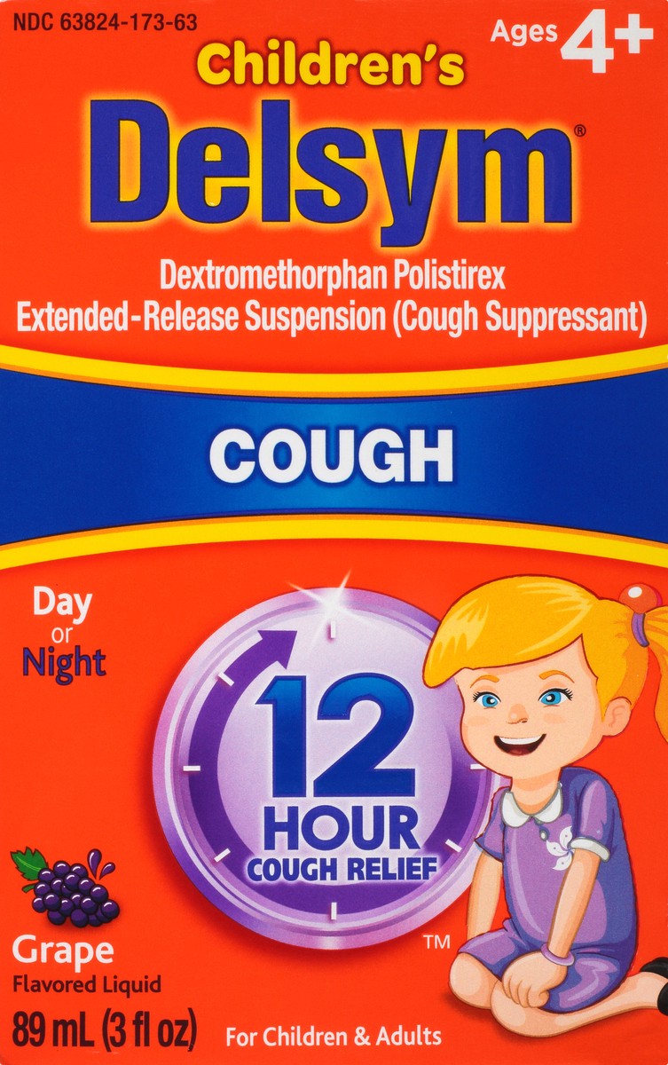 slide 9 of 9, Delsym Children's Cough Suppressant Liquid, Grape Flavor, 3 Ounce, 3 oz