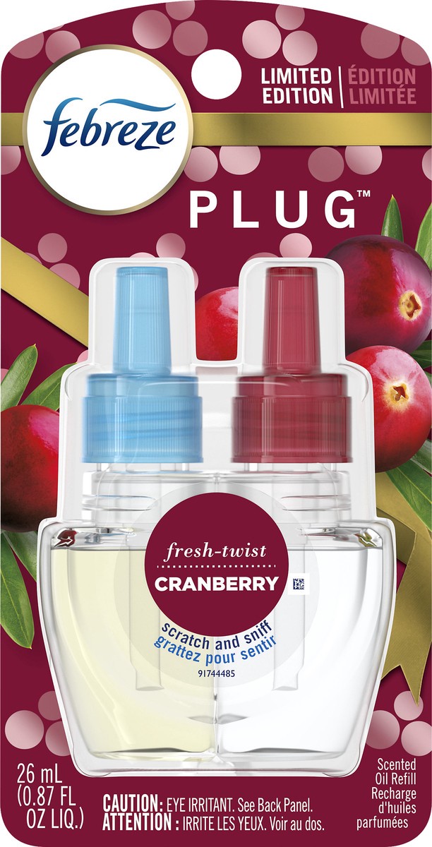 slide 4 of 6, Febreze Plug Fresh-Twist Cranberry Scented Oil Refill 26 ml, 26 ml