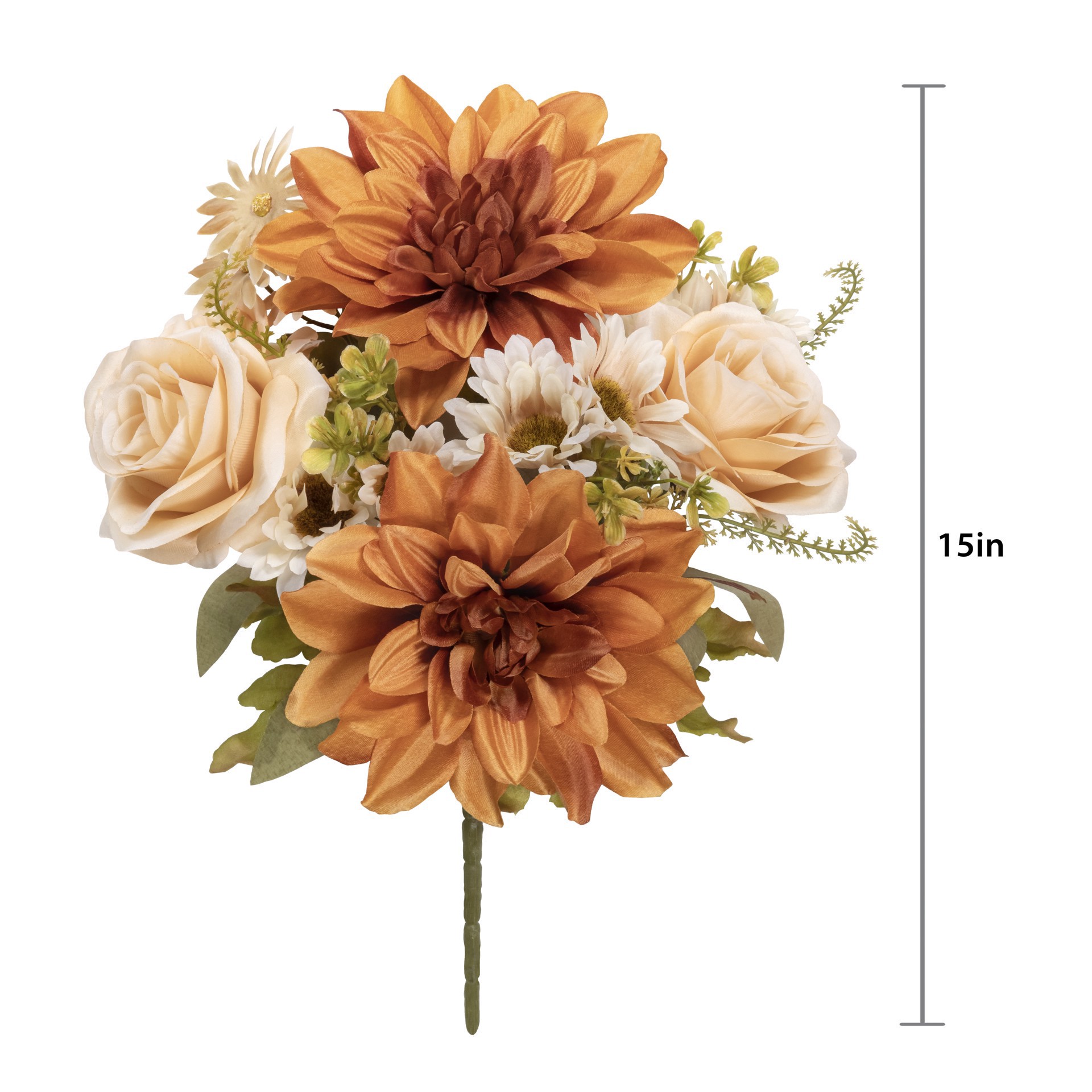 slide 3 of 3, 15" Toast Brown & Cream White Dahlia & Rose Mixed Bush By Ashland, 11 in x 11 in x 15 in