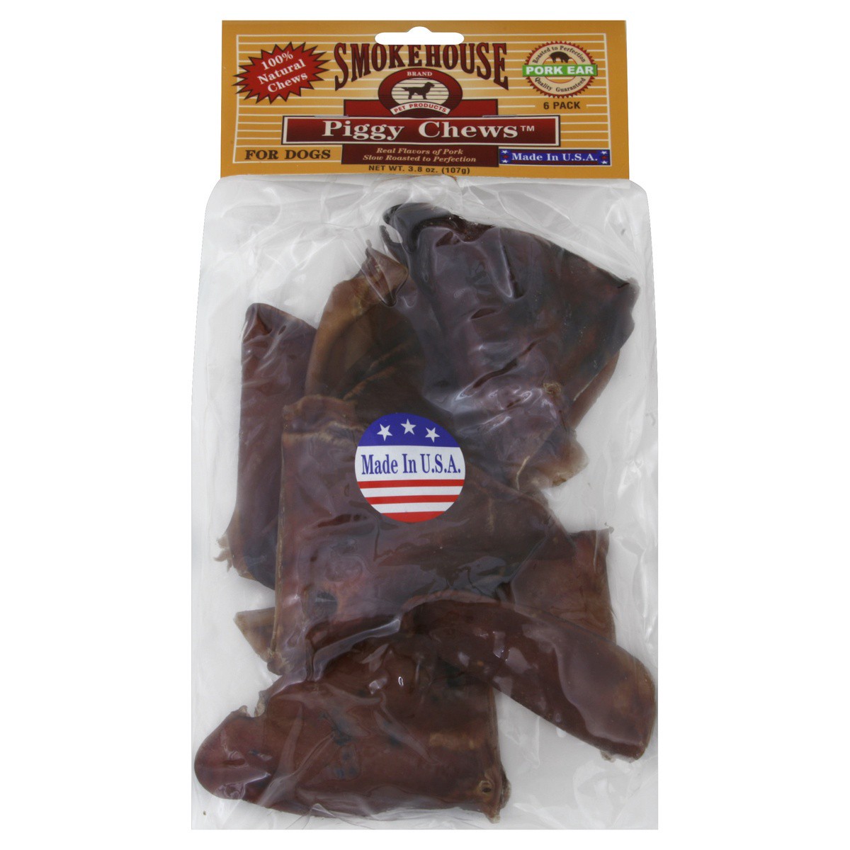 slide 1 of 2, Smokehouse Piggy Chews Dog Treats, 6 ct