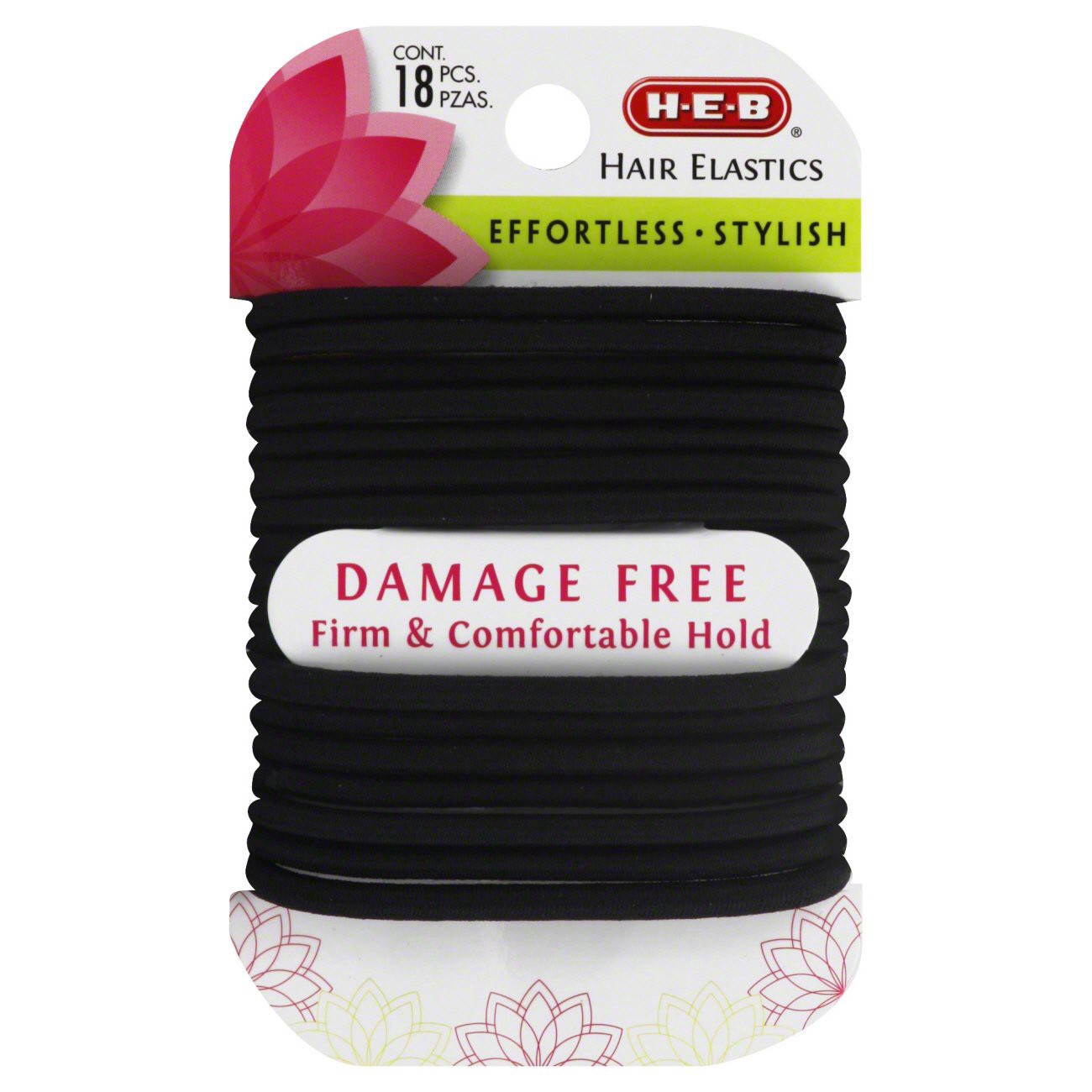 slide 1 of 1, H-E-B Damage Free Black Hair Elastics, 18 ct