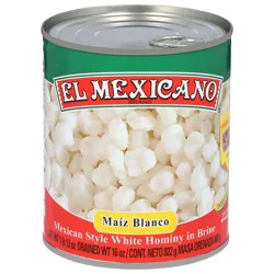 El Mexicano Mexican Style White Hominy in Brine 822 g