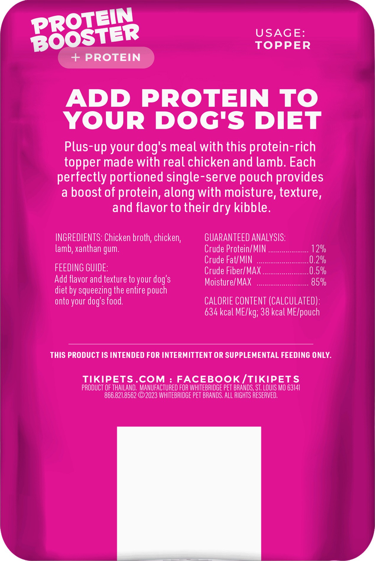 slide 7 of 7, Tiki Dog Born Carnivore Protein Booster Topper, Chicken and Lamb Recipe in Broth Dog Food Topper, 2.1 oz., 1 ct