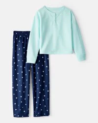 Carter's Carters Girls Star Fleece Loose Fit 2-Piece Pajamas Blue 8