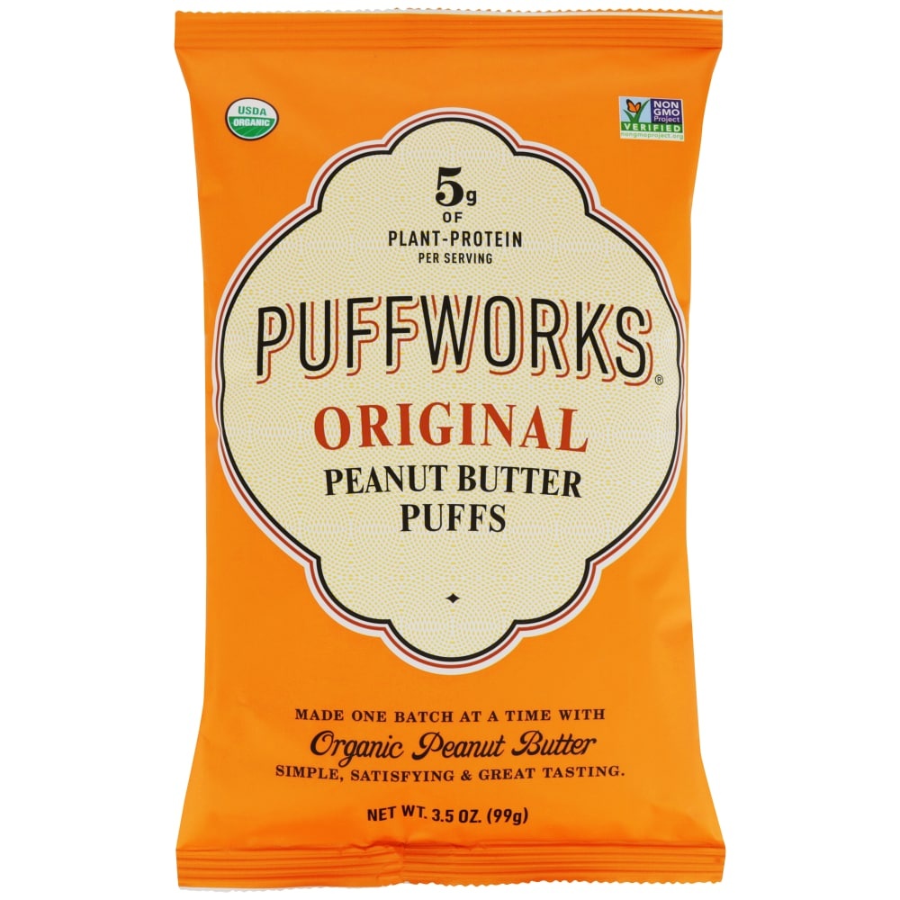 slide 1 of 1, Puffworks Organic Original Peanut Butter Puffs, 3.5 oz