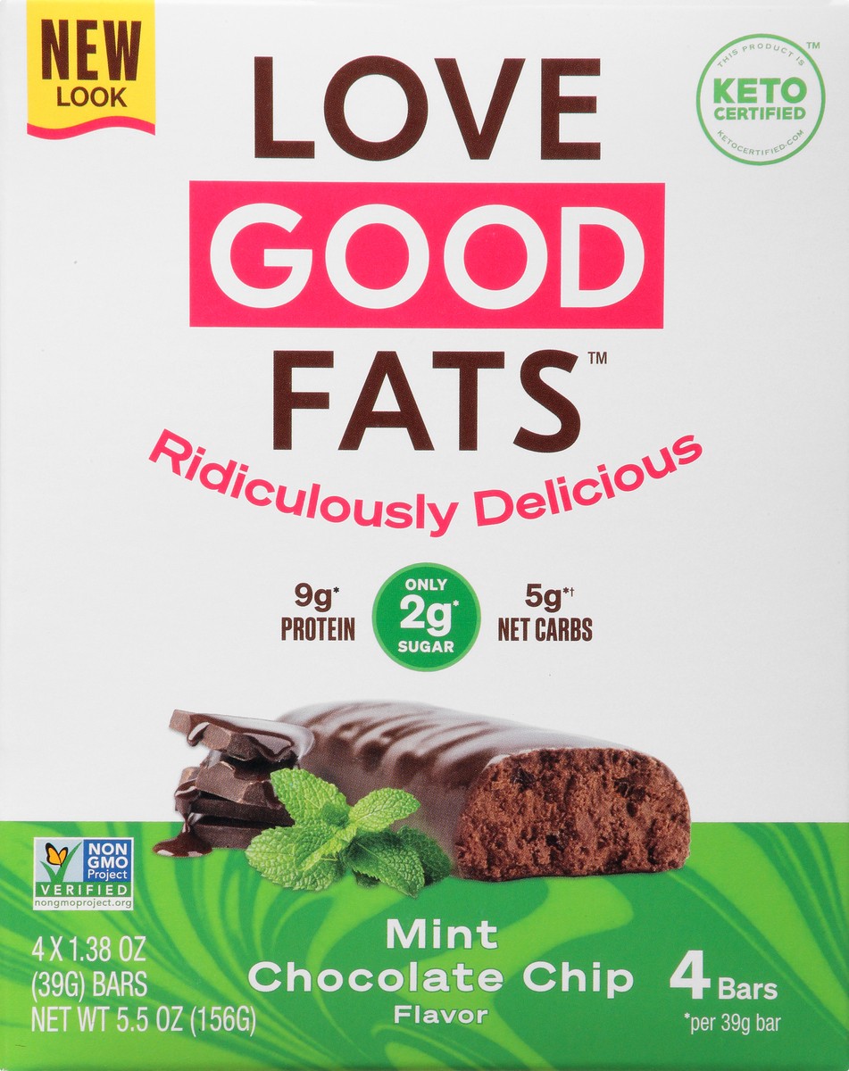 slide 1 of 9, Love Good Fats 4 Pack Mint Chocolate Chip Flavor Bars 4 ea, 4 ct