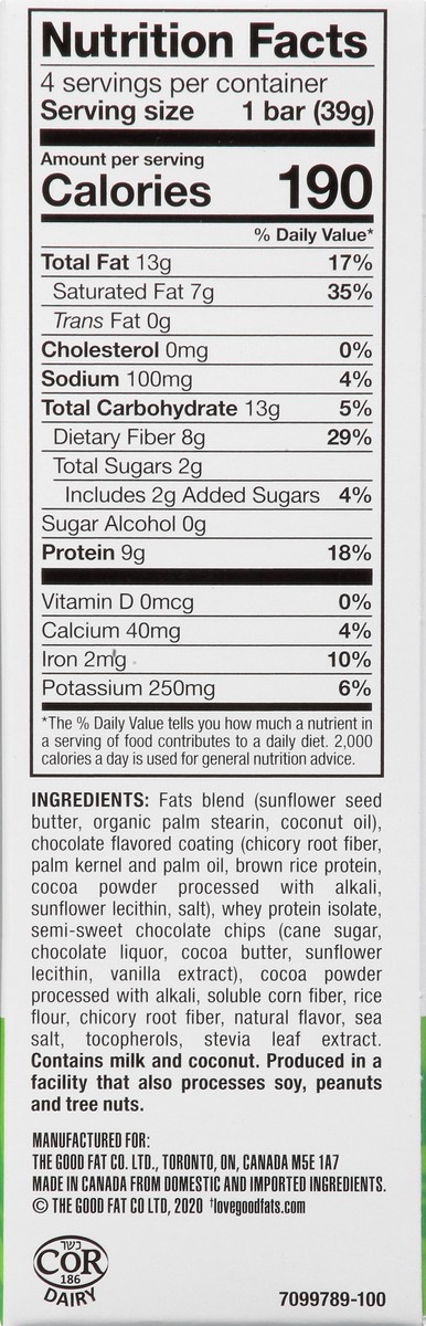 slide 3 of 9, Love Good Fats 4 Pack Mint Chocolate Chip Flavor Bars 4 ea, 4 ct