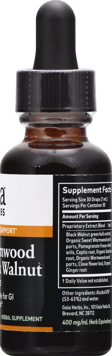 slide 8 of 9, Gaia Herbs Wormwood Black Walnut Herbal Supplement, 1 fl oz