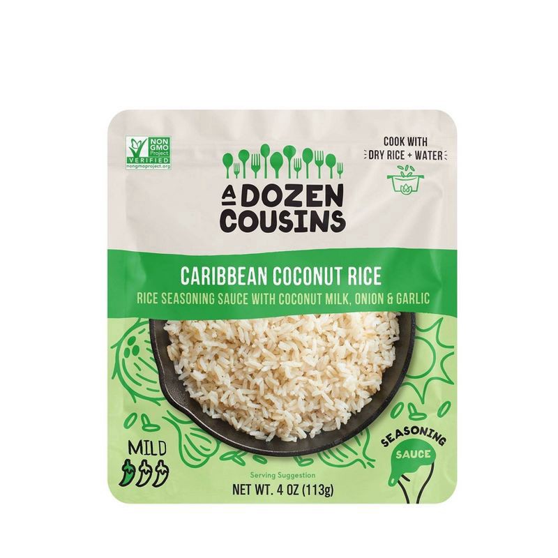 slide 1 of 3, A Dozen Cousins Caribbean Coconut Rice Seasoning Sauce- 4 oz, 4 oz