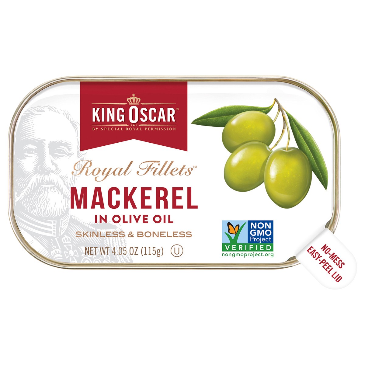 slide 1 of 3, King Oscar Royal Fillets Skinless & Boneless Mackerel in Olive Oil 4.05 oz, 4.05 oz