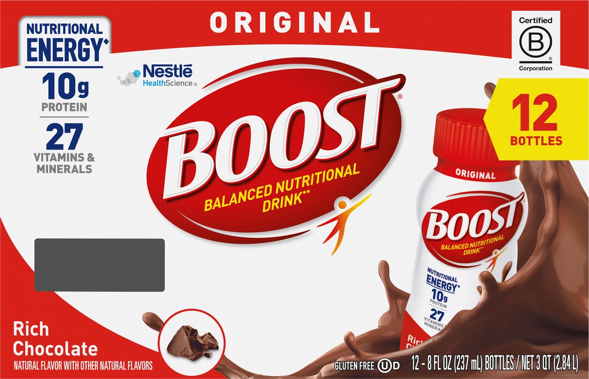 slide 7 of 9, Boost Original Complete Nutritional Drink - Rich Chocolate, 12 ct; 8 oz