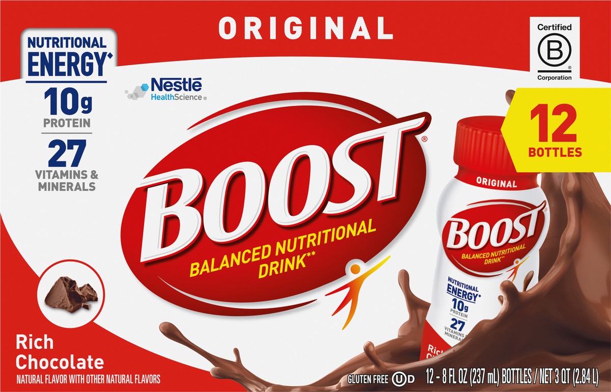 slide 2 of 9, Boost Original Complete Nutritional Drink - Rich Chocolate, 12 ct; 8 oz