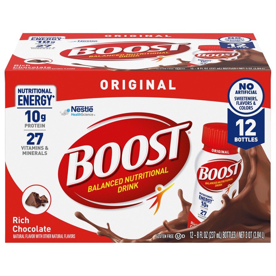 slide 1 of 9, Boost Original Complete Nutritional Drink - Rich Chocolate, 12 ct; 8 oz