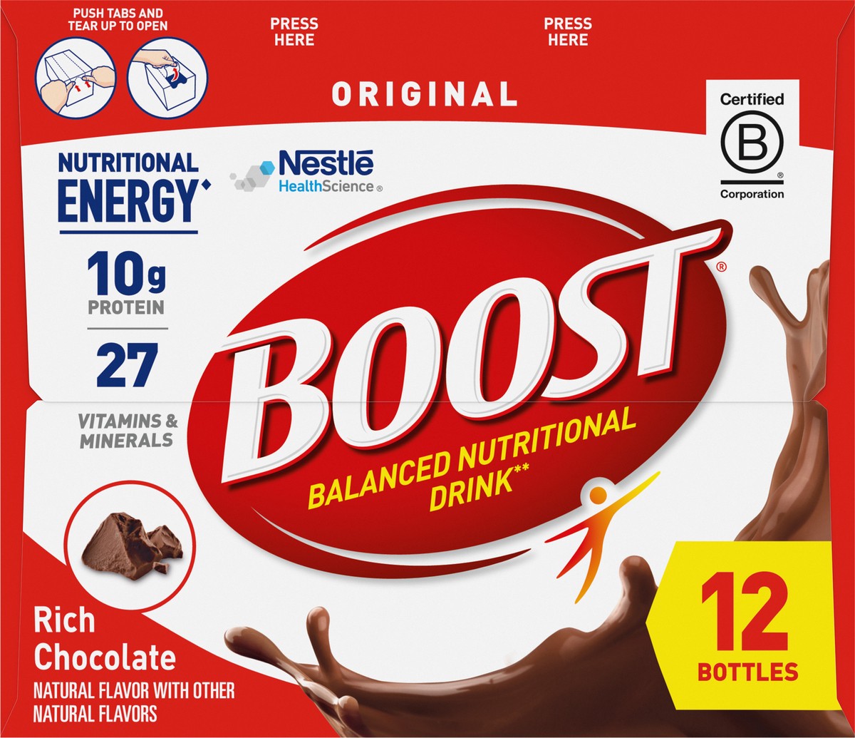 slide 3 of 9, Boost Original Complete Nutritional Drink - Rich Chocolate, 12 ct; 8 oz