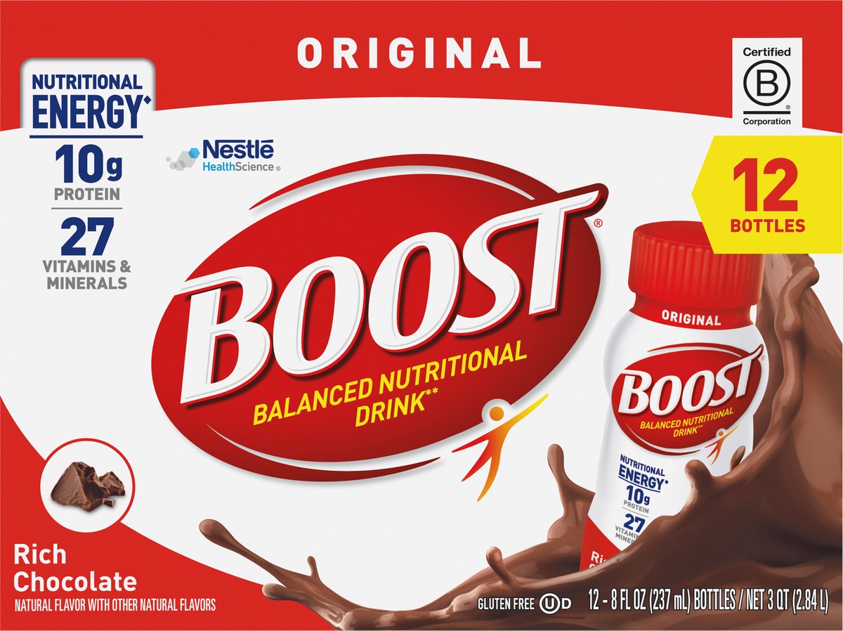 slide 8 of 9, Boost Original Complete Nutritional Drink - Rich Chocolate, 12 ct; 8 oz