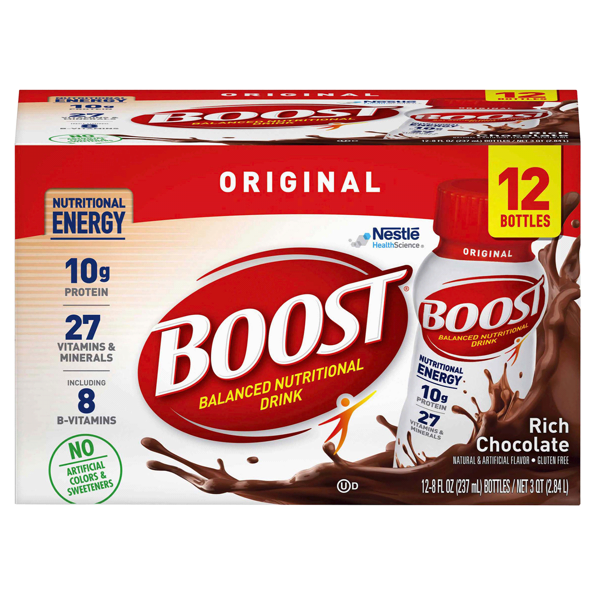 slide 1 of 9, Boost Original Nutritional Drink, Rich Chocolate, 10 g Protein, 12 - 8 fl oz Bottles, 8 fl oz